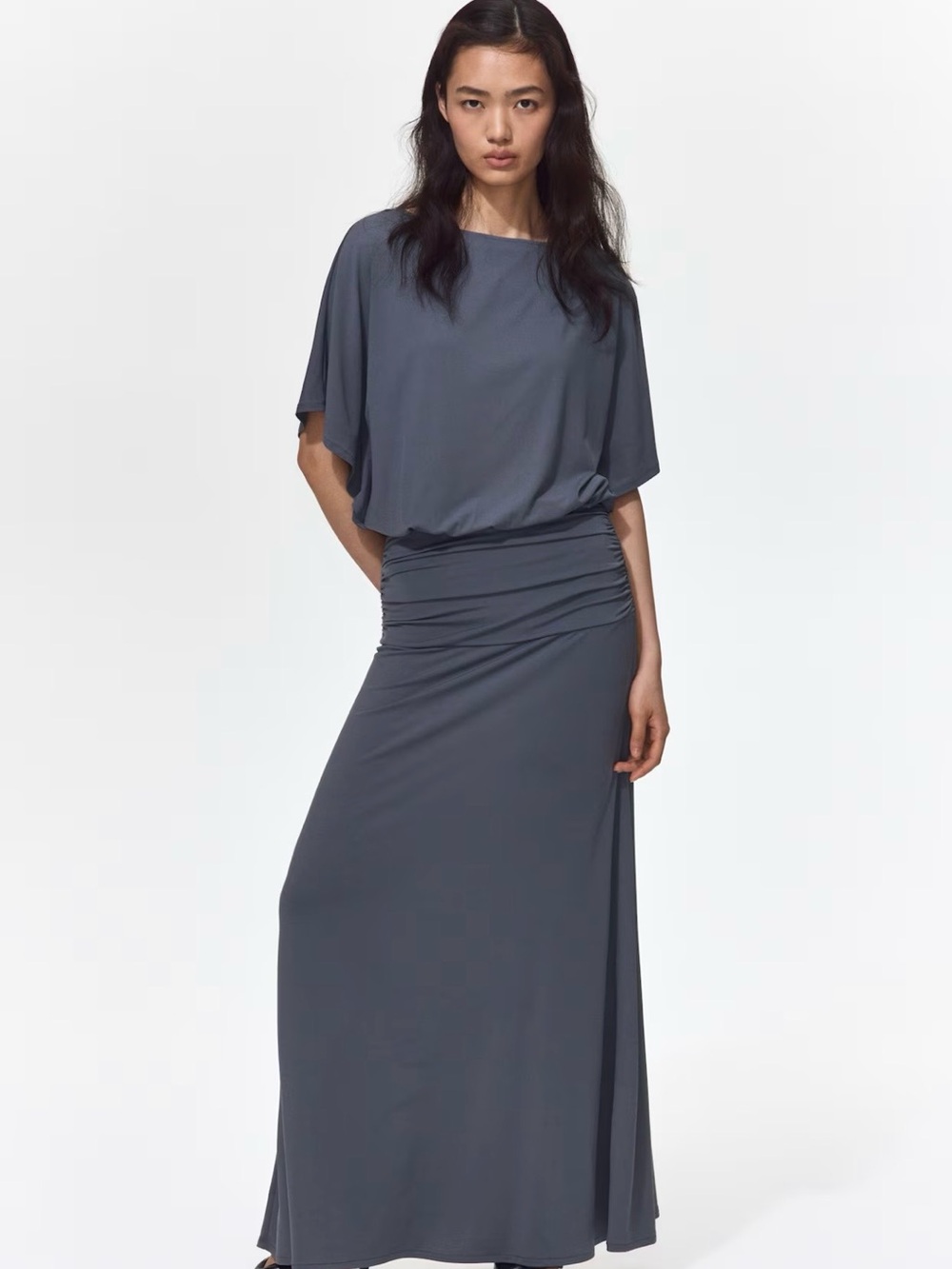 H&M Sleeve Detail Maxi dress in Slate Gray